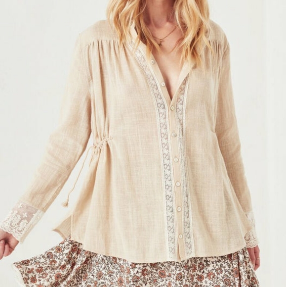 NWT Paloma Blouse XXS Spell Designs Neutral Linen natural buttondown top shirt - Picture 11 of 16